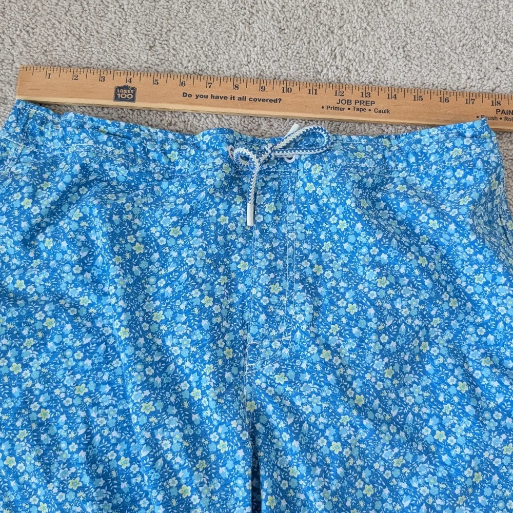 Johnnie-O Men's Riptide Blue Tyndall Floral Graphic Print Swim Trunks Size XL